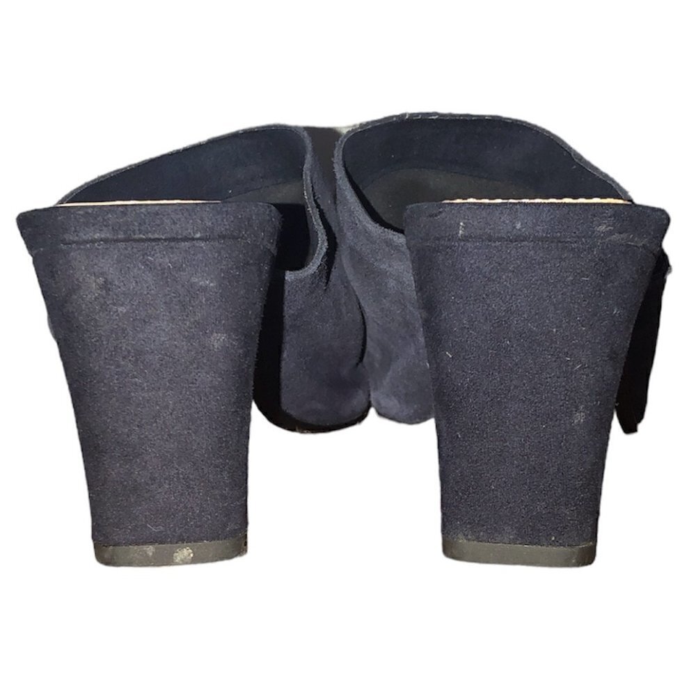 ZARA WOMAN Mule Heels Women's Size 6.5 Blue Square Toe Slip On  Faux Suede - Picture 4 of 12